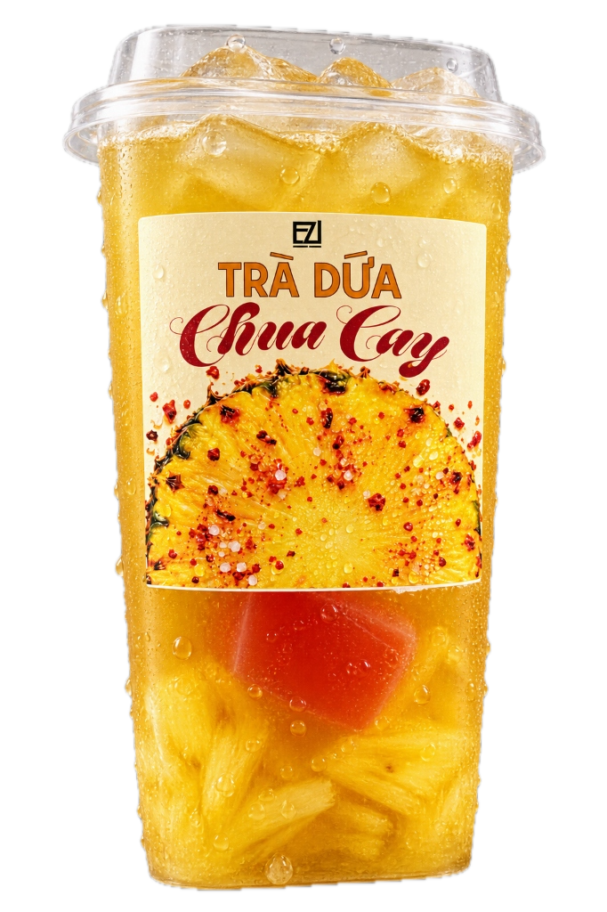 Ly vuông 700ml Trà Dứa Chua Cay EZI